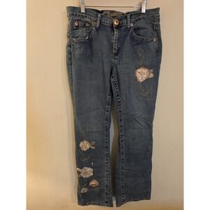Z Cavaricci Womens Size 14 Floral Applique Embroidered  Straight Y2K VTG‎ Jeans